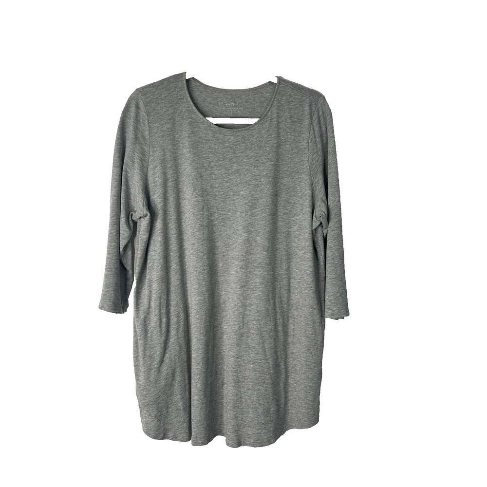 J Jill Pure Jill PJ Crew Neck Shirttail Tunic Grey Size L Pajama Top Loungewear
